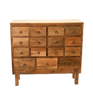 Storied Home Vintage Apothecary Chest Brown: 15-Drawer Wood Storage Organizer, 30"H x 32"D x 10"W, Assembly Required - 1 of 4