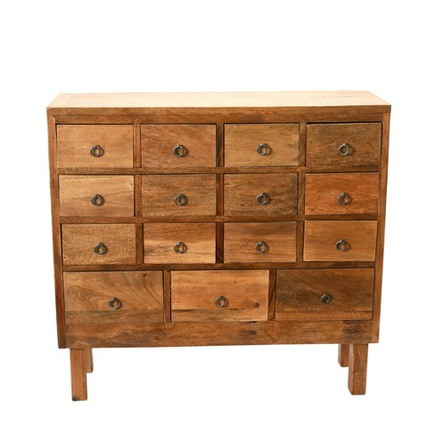 Storied Home Vintage Apothecary Chest Brown 15 drawer Wood Storage Organizer 30 h X 32 d X 10 w Assembly Required Target