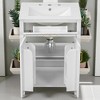 48" Freestanding Double Bathroom Vanity with Dual Ceramic Sinks, Solid Wood Cabinet with 4 Soft-Close Doors, No Faucet - 4 of 4