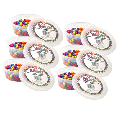 Hygloss Bucket O� Beads, Neon Barrel, 6 x 9 mm, 375 Per Pack, 6 Packs