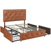 Yaheetech Upholstered Faux Leather Bed Frame with Adjustable Headboard - 2 of 4