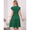 INSPIRE CHIC Women's Summer Tiered V Neck Ruffle Cap Sleeve Flowy A-Line Midi Dresses - 3 of 4