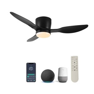BestParts 42" Smart Ceiling Fan with Light, Remote, WiFi, Alexa, DC Motor, Flush Mount, Black Blades - 1 of 4