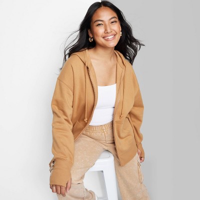 Tan zip hotsell up hoodie womens