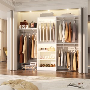 Besiost 20-96'' W Closet System with Hanging Rods and Shelves, Closet Organizer for Bedroom - 1 of 3