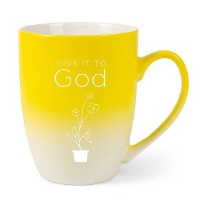 Elanze Designs Give It To God Two Toned Ombre Matte Yellow and White 12 ounce Ceramic Stoneware Coffee Cup Mug - 1 of 4