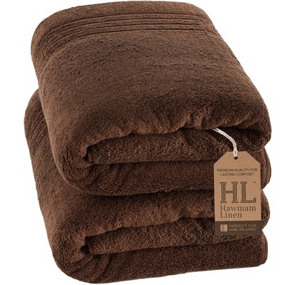 Hawmam Linen Jumbo Large Bath Sheets Towels 2-Pack 35 x 70 Inches Soft and Absorbent, Premium Quality 100% Cotton Towels