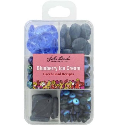 John Bead Recipe Box Mixed Glass Beads Blueberry Ice Cream, 110g