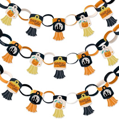 Big Dot of Happiness Trick or Treat - 90 Chain Links and 30 Paper Tassels Decoration Kit - Halloween Party Paper Chains Garland - 21 feet