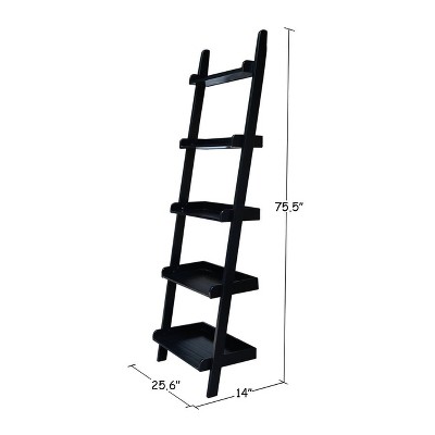 Adjustable Black Wood Ladder Shelf Unit, 51.2"