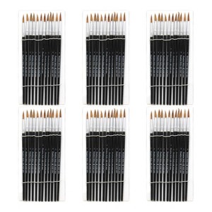 Charles Leonard Water Color Paint Brushes with Round Pointed Tip, # 8, 0.81 Inch, Camel Hair, Black Handle, 12 Per Pack, 6 Packs - 1 of 2