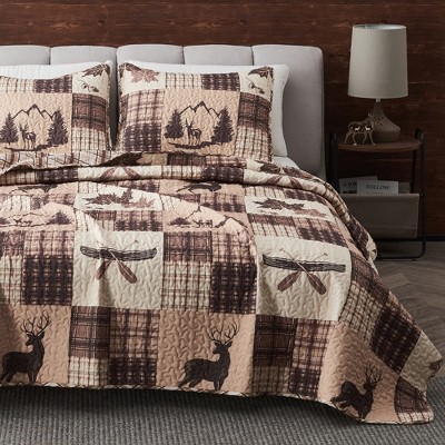 Great Bay Home Rustic Lodge Reversible Quilt Set With Shams