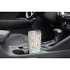 Elanze Designs 20 oz Stainless Steel On the Go Insulated Travel Tumbler With Push Top Lid, Rainbow Cheetah Leopard Print White - 3 of 4