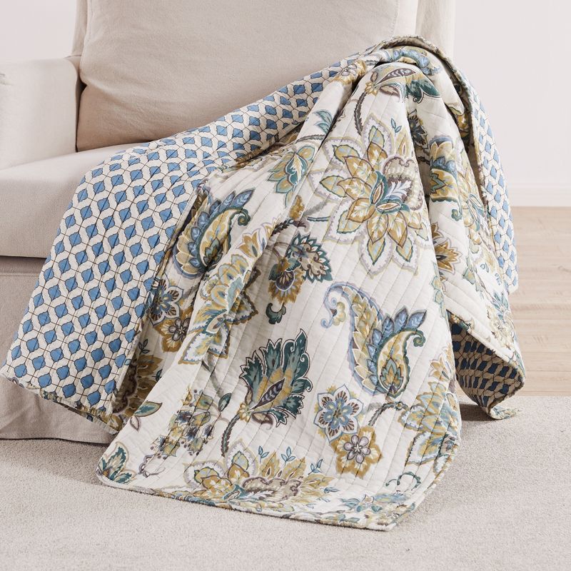 Palladium Grey Floral Quilted Throw - Levtex Home, 1 of 5