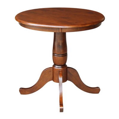 Farmhouse Espresso 30" Round Wood Pedestal Dining Table