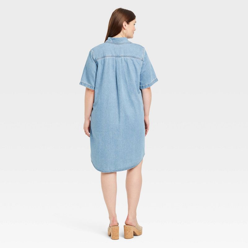 Women's Short Sleeve Shirtdress - Universal Thread™ Light Wash, 3 of 8
