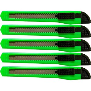 MotoProducts 5 Bulk 5" Box Cutters Neon Green with Snap-Off Blades and Safety Locks - 1 of 4