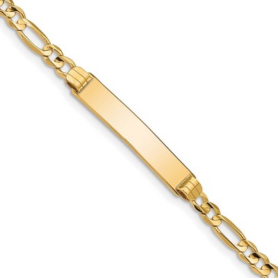 Black Bow Jewelry 14k Yellow Gold Figaro I.D. Bracelet with Lobster Clasp - 7 Inch