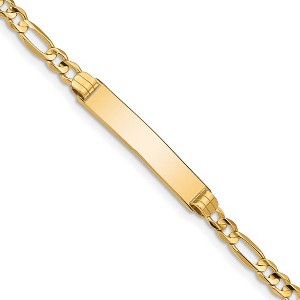 Black Bow Jewelry 14k Yellow Gold Figaro I.D. Bracelet with Lobster Clasp - 7 Inch - 1 of 4