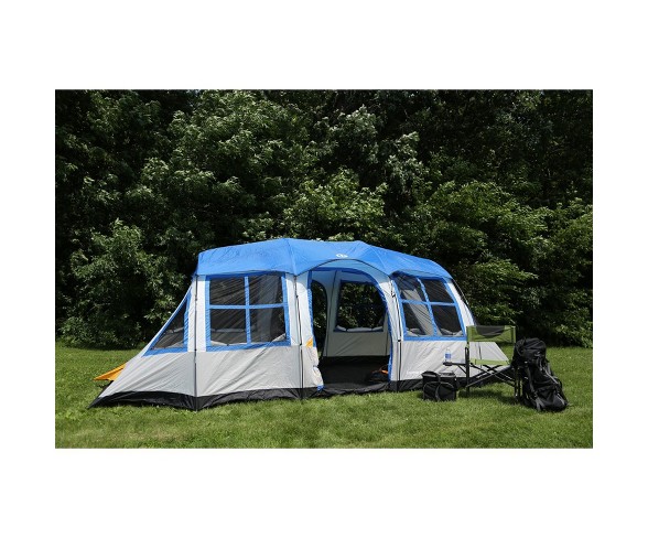 Tahoe Gear Prescott 12 Person 3-Season Instant Family Camping Cabin Tent, Blue