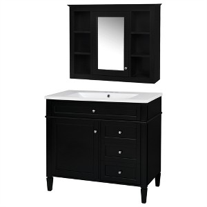 Tramull Modern Bathroom Vanity Set with Sink Top, Mirror Storage Cabinet, 2 Drawers & Tip-Out Tray, Soft-Close Door - 1 of 4