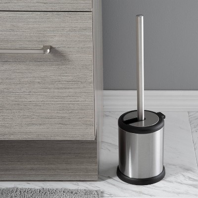 Stainless Steel Self-Closing Lid Toilet Brush and Holder