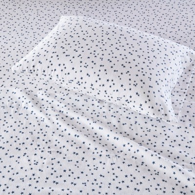 Twin XL Blue Stars Cotton Flannel Sheet Set