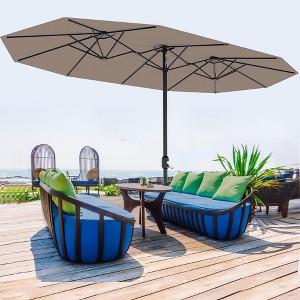 13FT Outdoor Umbrellas for Patio, Double-Sided Rectangular Patio Umbrella with Fade Resistant Canopy for Deck Pool Garden Backyard - 1 of 4