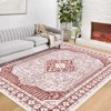 Area Rug, Vintage Boho Printed Washable Rug - Stain Resistant Low Pile Carpet with Non-Slip Backing for Living Room, Bedroom - 3 of 4