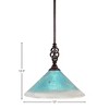 Toltec Lighting Elegante 1 - Light Pendant in  Dark Granite with 12" Teal Crystal Shade - 2 of 2