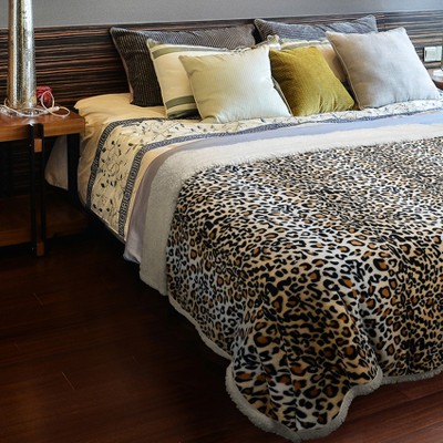Catalonia Cheetah Sherpa Fleece Blanket, 60"x80", Reversible Plush Throw