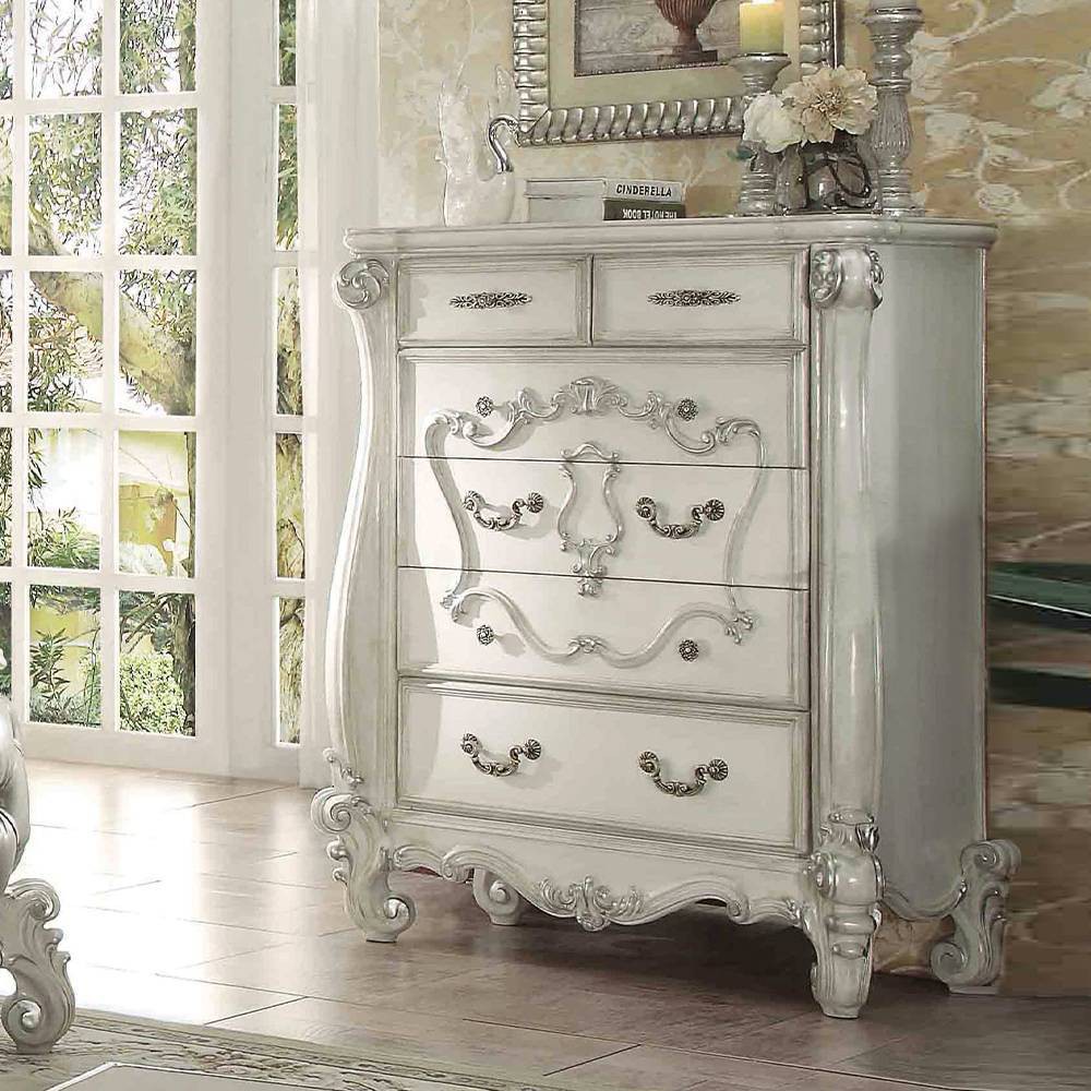 Photos - Dresser / Chests of Drawers 47" Versailles Bedroom Sets Bone White - Acme Furniture