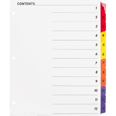 Business Source Index Dividers W/toc Page 1-12 8-1/2