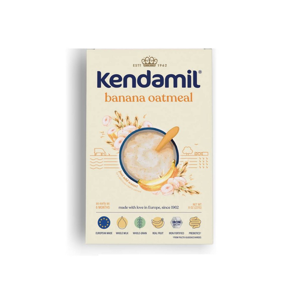 Kendamil Banana Creamy Oatmeal Cereal - 8oz: Age Level 6 Months+, 1st Stage, Baby Cereals, Mix Ready