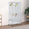69'' Extra Large Bird Cage Metal Parrot Cage w/Detachable Stand for Mid-Sized Parrots Cockatiels Conures Parakeets Lovebirds Budgie Finch, White - 2 of 4
