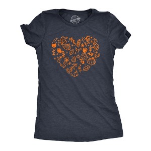 Womens Fall Season Heart T Shirt Funny Awesome Thanksgiving Autumn Lovers Tee For Ladies - Crazy Dog Women's T Shirt - 1 of 4