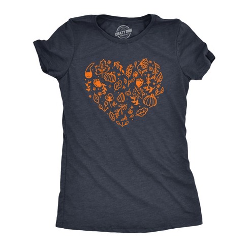 Womens Fall Season Heart T Shirt Funny Awesome Thanksgiving Autumn Lovers Tee For Ladies - Crazy Dog Women's T Shirt - image 1 of 4