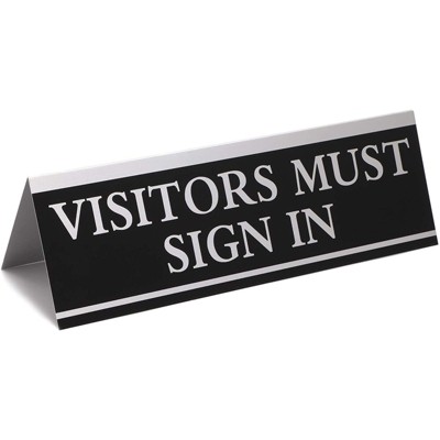 6 Pack Visitors Must Sign in Office Sign 9" x 3" for Business Reception Office Front Desk