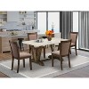 HomeStock 5-Piece Distressed Jacobean Finish Solid Wood Top Dining Table with 4-Parson Chair - 2 of 4