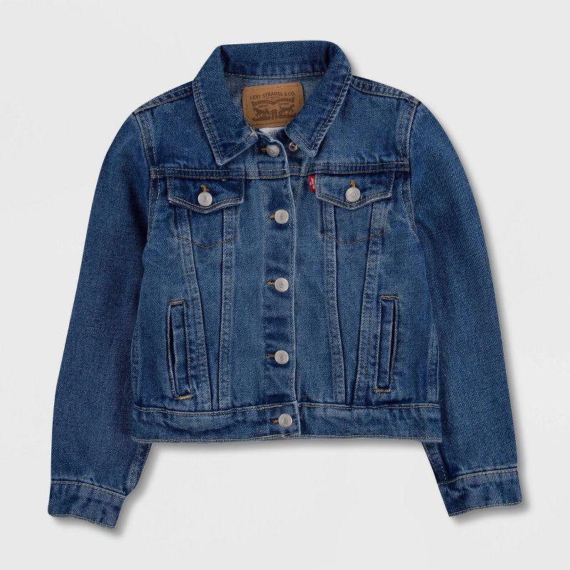 Levi's® Girls' Trucker Jeans Jacket - Dark Wash, 2 of 6