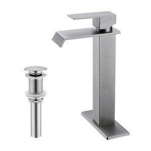Gulches Waterfall Spout Bathroom Sink Faucet - Single Handle, Stainless Steel, Pop-Up Drain, No Overflow - 1 of 4