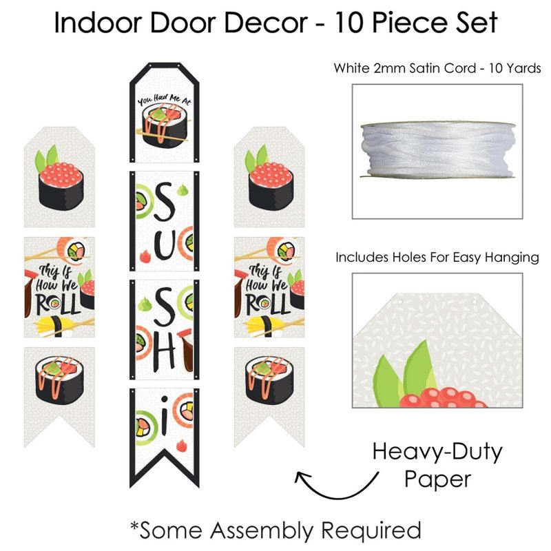 Big Dot of Happiness Let's Roll - Sushi - Hanging Vertical Paper Door Banners - Japanese Party Wall Decoration Kit - Indoor Door Decor, 5 of 8