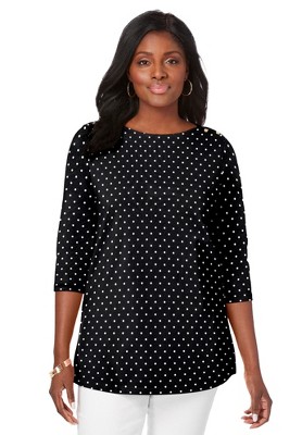 Jessica London Women's Plus Size Stretch Cotton Boatneck Tunic
