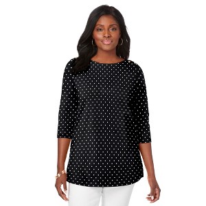 Jessica London Women's Plus Size Stretch Cotton Boatneck Tunic - 1 of 4