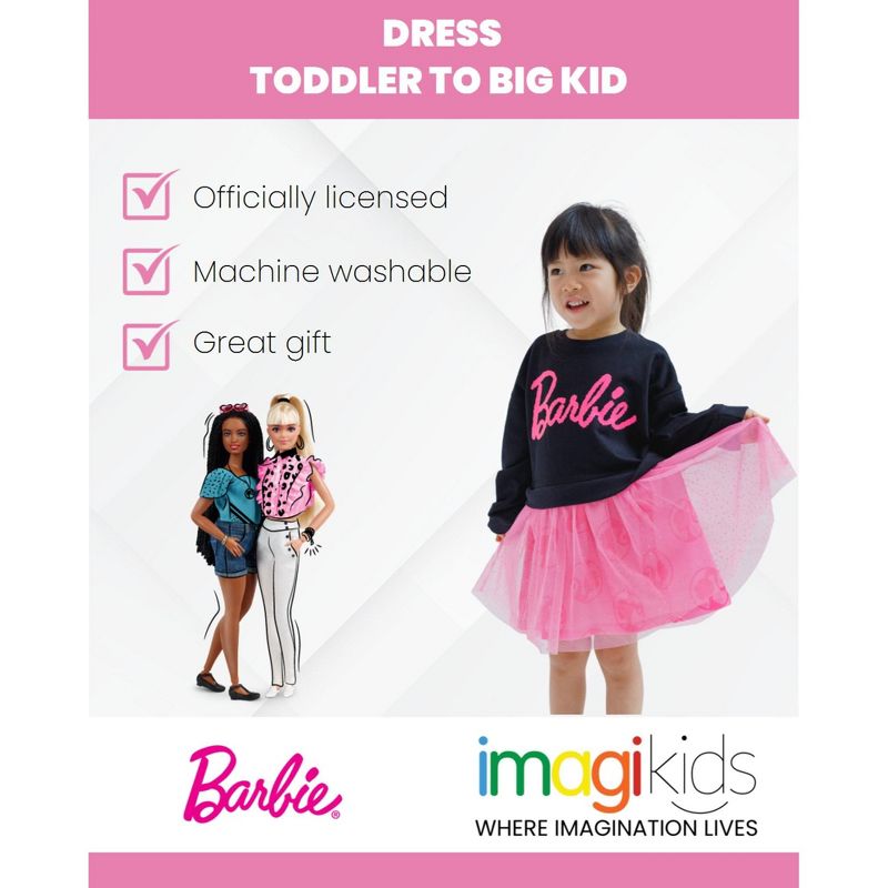 Barbie Girls French Terry Dress Toddler to Big Kid, 3 of 7