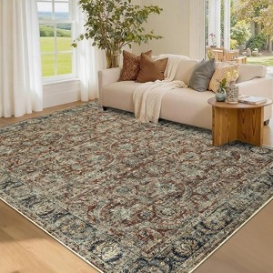 Washable Vintage Rug – Non-Slip, Distressed Area Rug for Living Room, Bedroom, Office - 1 of 4