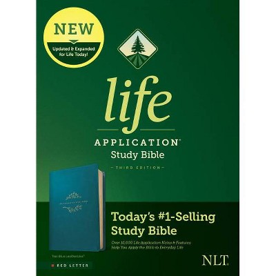 NLT Life Application Study Bible, Third Edition (Red Letter, Leatherlike, Teal Blue) - (Leather Bound)