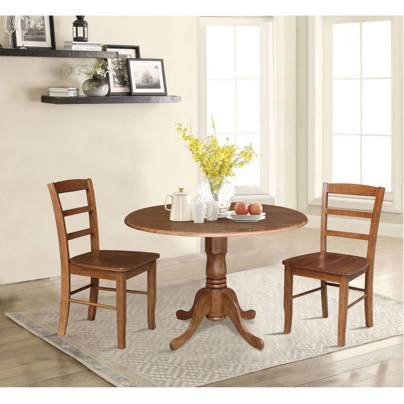 42&#34; Albion Drop Leaf Dining Table with 2 Madrid Ladderback Chairs Distressed Oak - International Concepts, 3 of 10