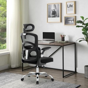 Ergonomic Office Chair,High Back Mesh Desk Chair with Adjustable Lumbar Support and Headrest,Swivel Computer Task Chair for Home Office,Black - 1 of 4