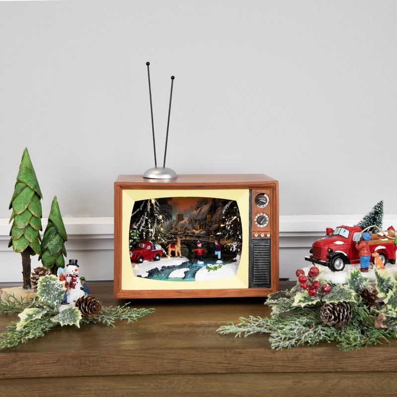 Northlight 9.25" LED Lighted Animated Musical TV with Ice Skating Scene Christmas Display, 2 of 6